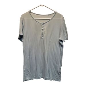 Uniqlo Men's Light Green 1/4 Button Pullover Shirt - Size L